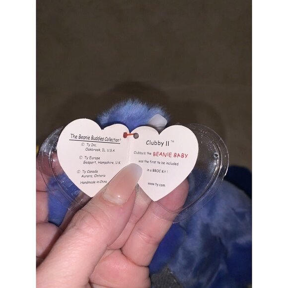 Ty Clubby II Teddy Bear Beanie Buddy Blue Club Member 90s Stuffed Plush Bundle - Picture 8 of 9